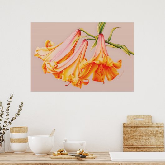 "Lilies" - botanische poster (Keuken)