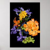 Lilies, bruinvissen en druiven poster (Voorkant)