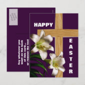 Lilies en Cross Easter Post Card Feestdagenkaart (Voorkant / Achterkant)