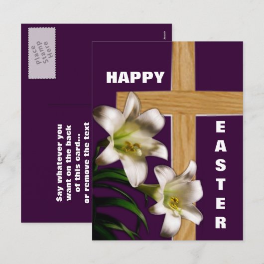 Lilies en Cross Easter Post Card Feestdagenkaart (Voorkant / Achterkant)