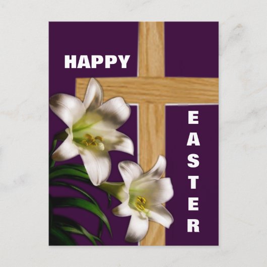 Lilies en Cross Easter Post Card Feestdagenkaart (Voorkant)
