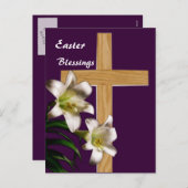 Lilies en Cross Easter Post Card Feestdagenkaart (Voorkant / Achterkant)