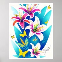 Lilies en gele vlinders