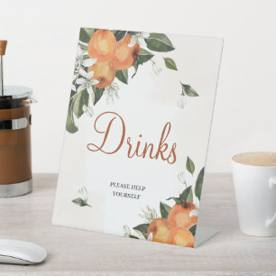 Lilies en Oranje Drinken van de Floral Shower Reclamebord Met Voetstuk