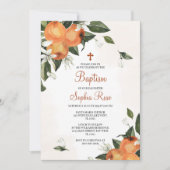 Lilies en Oranje Floral Baptism Invitation Kaart (Voorkant)