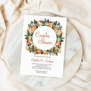 Lilies en Oranje Floral Couples Shower Invitation Kaart