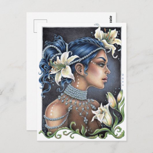 Lilies en parels briefkaart (Voorkant / Achterkant)