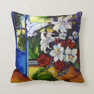 Lilies en peren 16-inch x 16-inch katoenpiloot kussen