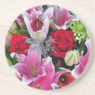 Lilies en rozen zandsteen onderzetter