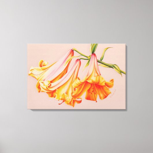 Lilies fijne kunst botanische canvasprint groot canvas afdruk (Voorkant)