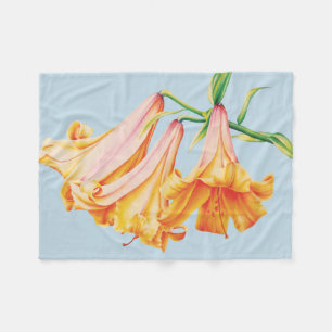 Lilies fijne kunstbloemen van de botanische klok fleece deken