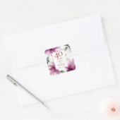 Lilies Floral 40th Ruby Bruiloft Jubileum Vierkante Sticker (Envelop)