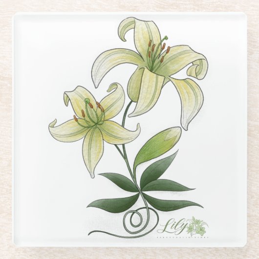 Lilies Glazen Onderzetter (Voorkant)