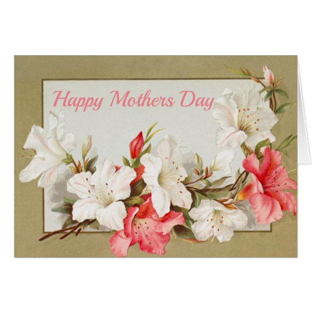 Lilies Happy Mothers Day Card Blank binnenin (Voorkant Horizontaal)