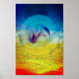 Lilies hart, abstract surrealistisch kunstwerk poster