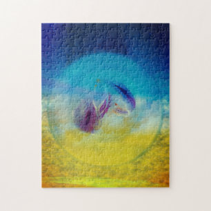 Lilies hart, abstract surrealistisch poster legpuzzel