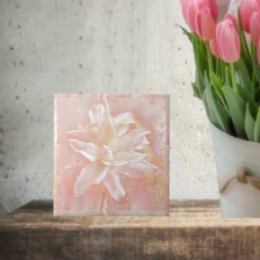 Lilies in roze fantasy tegeltje