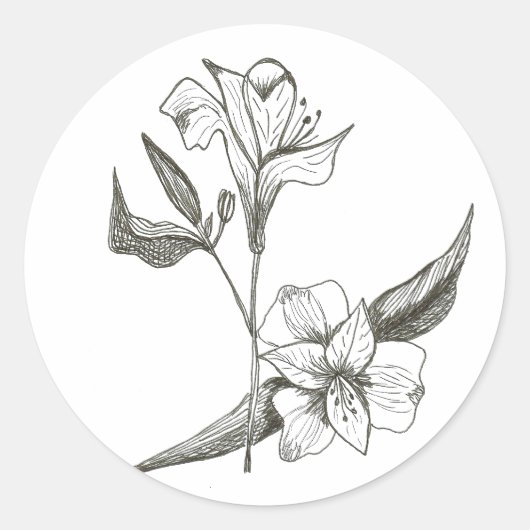 Lilies in zwarte en witte sticker (Voorkant)