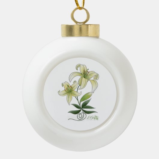 Lilies Keramische Bal Ornament (Voorkant)
