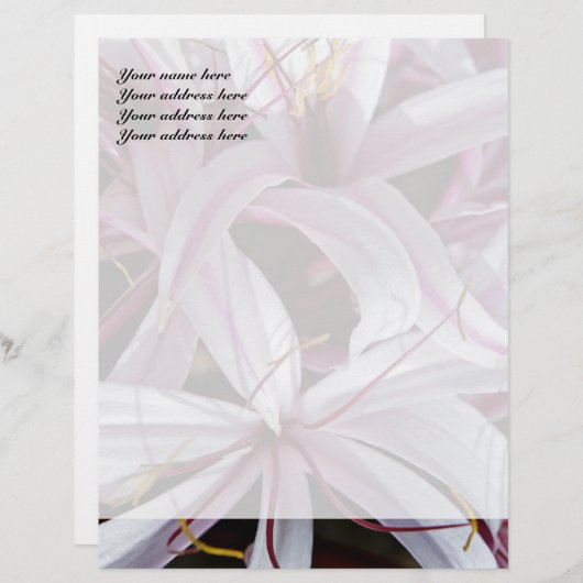 Lilies Letterhead Design Custom Briefhoofd (Voorkant / Achterkant)
