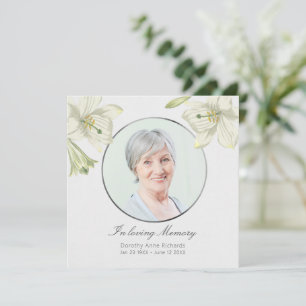 Lilies Light Silver Sympathion Memorial Kaart