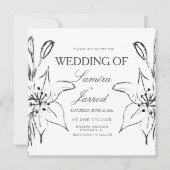 Lilies Line Art Ink Sketch Wedding (Voorkant)