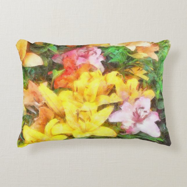 Lilies Love and Light Waterverf Accent Kussen (Voorkant)