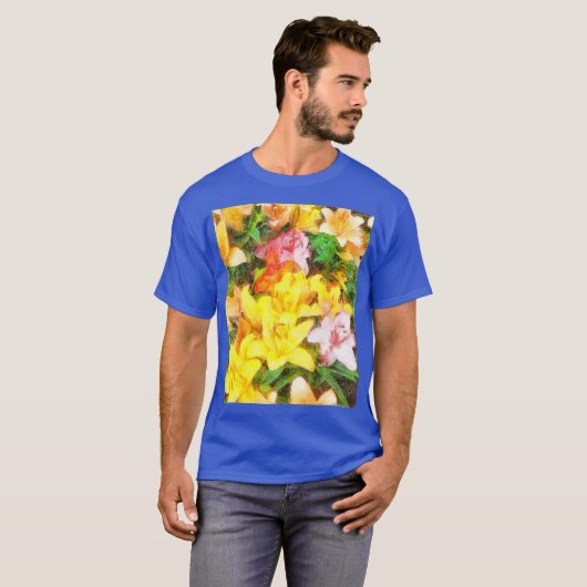 Lilies Love and Light Waterverf Art T-shirt (Voorkant volledig)