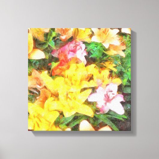 Lilies Love and Light Waterverf Canvas Afdruk (Voorkant)