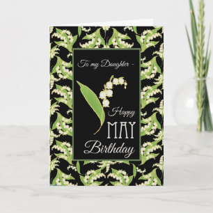 Lilies May Birthday Card, Black: voor Dochter Kaart