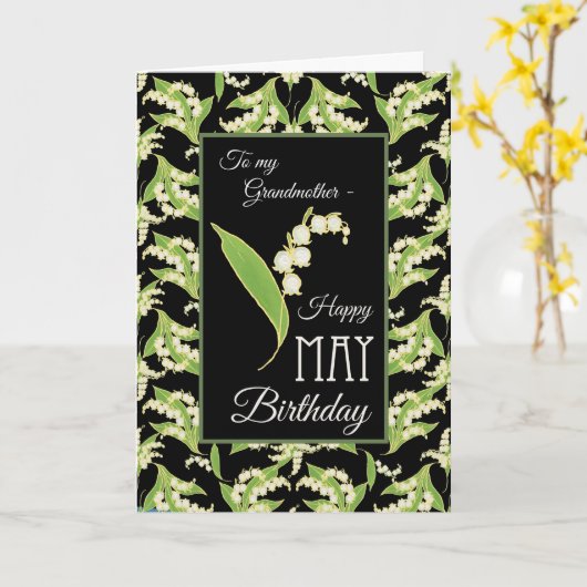 Lilies May Birthday Kaart, Black: Grootmoeder Kaart (Gele Bloem)