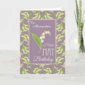 Lilies May Birthday Kaart to Personalize, Mauve (Voorkant)