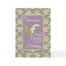 Lilies May Birthday Kaart to Personalize, Mauve