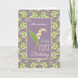 Lilies May Birthday Kaart to Personalize, Mauve