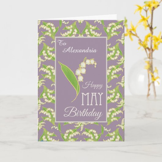 Lilies May Birthday Kaart to Personalize, Mauve (Gele Bloem)