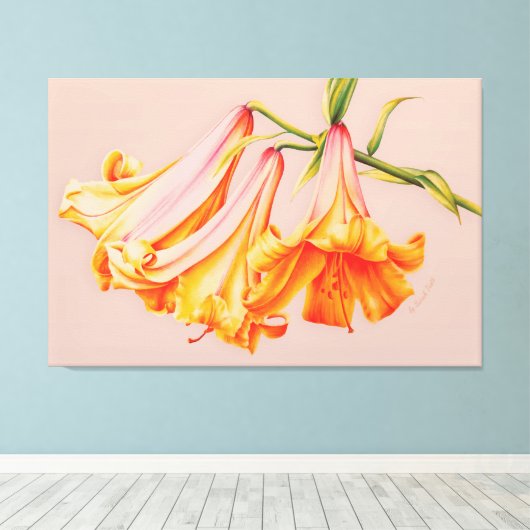 Lilies met fijne kunsten botanische canvasafdruk g canvas afdruk (Insitu (Houten vloer))