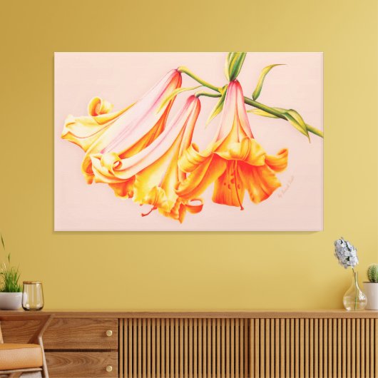 Lilies met fijne kunsten botanische canvasafdruk g canvas afdruk (Insitu (Woonkamer))