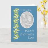 Lilies Moederdag-fotokaart, blauw om aan te passen Kaart (Gele Bloem)