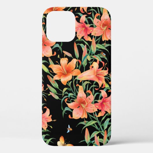 Lilies naadloos achtergrondpatroon. Case-Mate iPhone case (Achterkant)