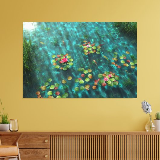Lilies op de afdruk van het watercanvas canvas afdruk (Insitu (Woonkamer))