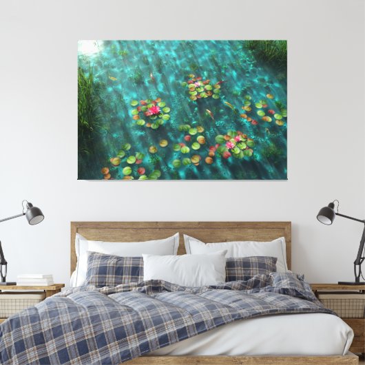 Lilies op de afdruk van het watercanvas canvas afdruk (Insitu (Slaapkamer))