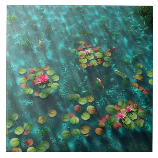 Lilies op de Tegel van het waterdecoratief / Trive Tegeltje (Voorkant)