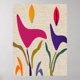 Lilies op Linen Poster