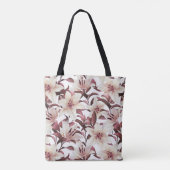 Lilies op wit. Floral patroon Tote Bag (Achterkant)