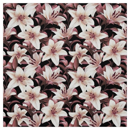 Lilies op zwart stof (Swatch)