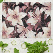 Lilies op zwart theedoek (Gevouwen)