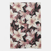 Lilies op zwart theedoek (Verticaal)