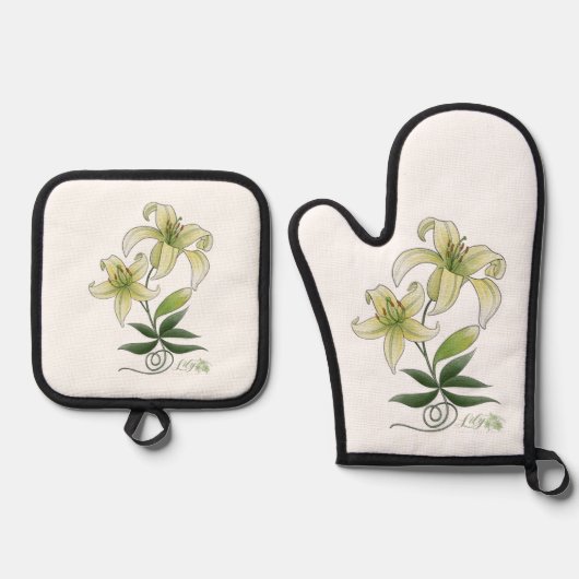 Lilies Ovenwant & Pannenlap Set (Voorkant)