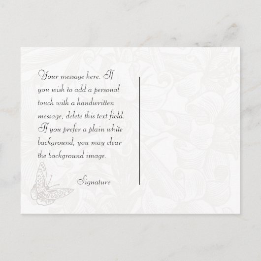 Lilies sparen de Datum Silver 25th Jubileum Aankondigingskaart (Achterkant)