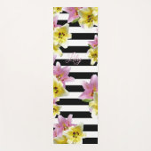 Lilies Striped Pattern voegt naam of Initialen Flo Yogamat (Voorkant)